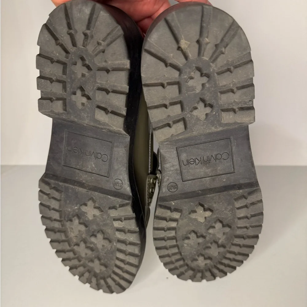 Calvin Klein Olive Green Patent ‘Suzie’ Loafers - Picture 7 of 7